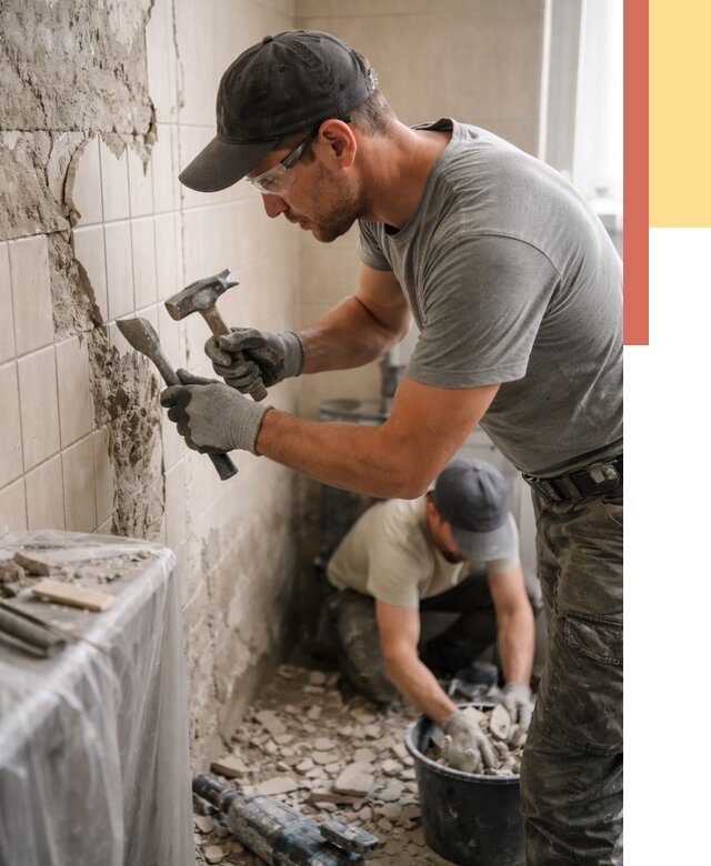 Демонтаж плитки со стен в Шарыпово от 859 руб. — быстро и недорого | ОТДЕЛОЧНИК-Шрп