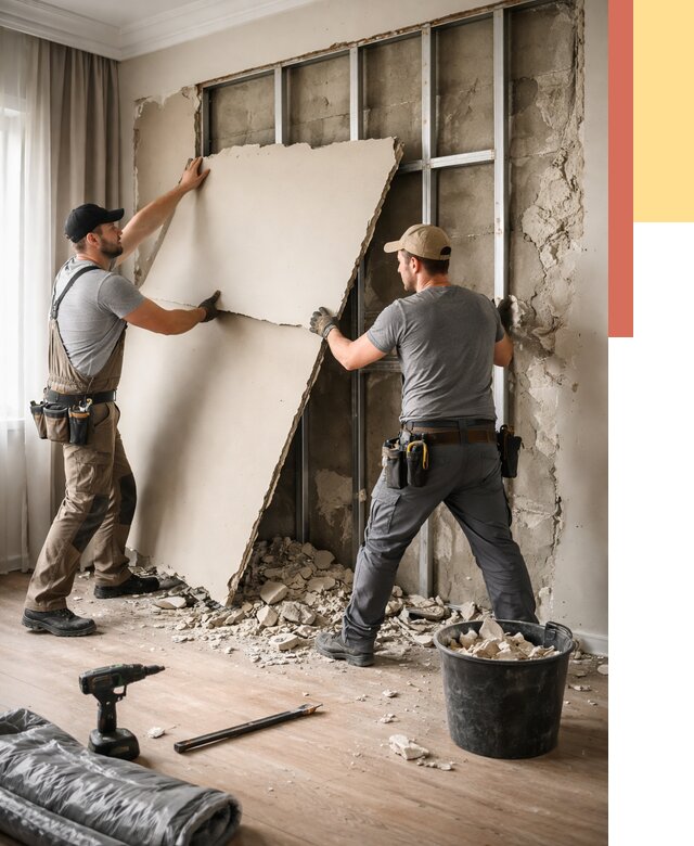 Демонтаж гипсокартона со стен в Шарыпово от 354 руб. — услуги демонтажа | ОТДЕЛОЧНИК-Шрп