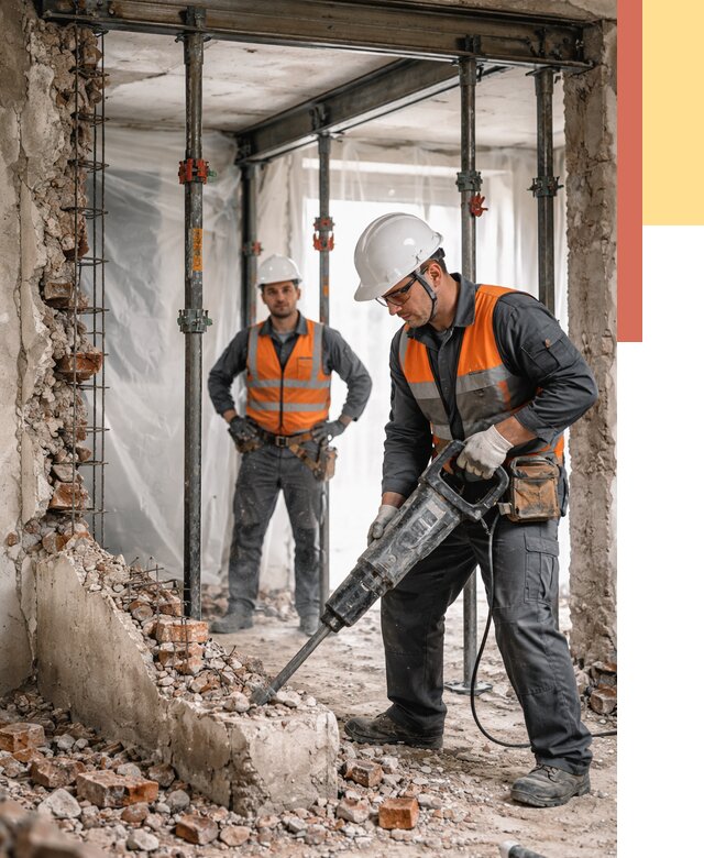 Снос несущих стен в Шарыпово от 10358 руб. — демонтаж несущей стены под ключ | ОТДЕЛОЧНИК-Шрп