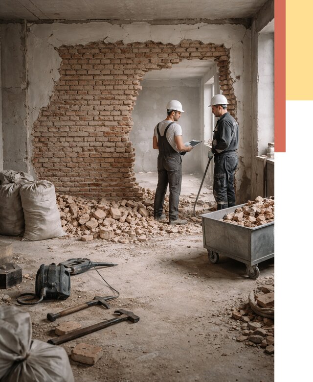 Демонтаж кирпичных стен в Шарыпово от 4244 руб. — быстро, недорого, под ключ | ОТДЕЛОЧНИК-Шрп