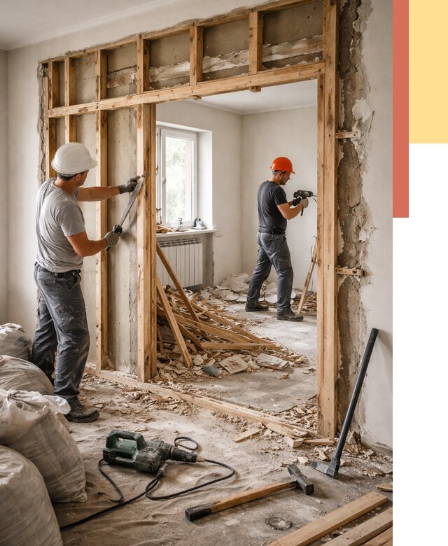 Демонтаж деревянных перегородок в Шарыпово от 3234 руб. — быстро и недорого | ОТДЕЛОЧНИК-Шрп