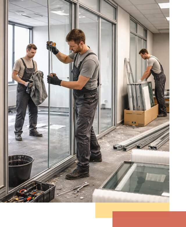 Демонтаж стеклянных перегородок в Шарыпово быстро и безопасно