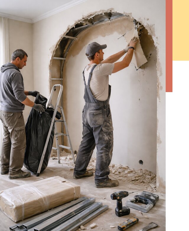 Демонтаж арки из гипсокартона в Шарыпово от 3537 руб. — услуги под ключ | ОТДЕЛОЧНИК-Шрп