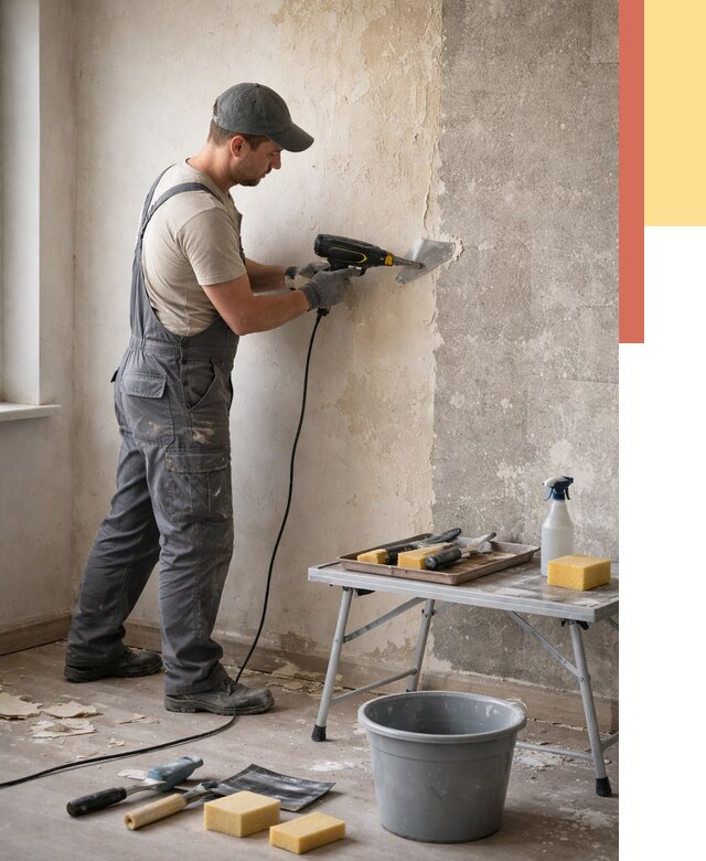 Очистка стен от клея в Шарыпово от 1869 руб. — снятие и удаление клея со стен | ОТДЕЛОЧНИК-Шрп