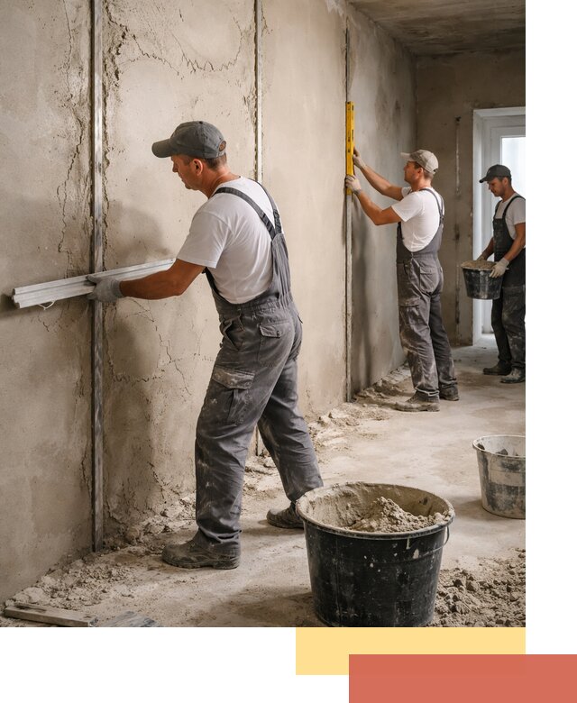 Штукатурка стен по маякам в Шарыпово — точная и ровная поверхность