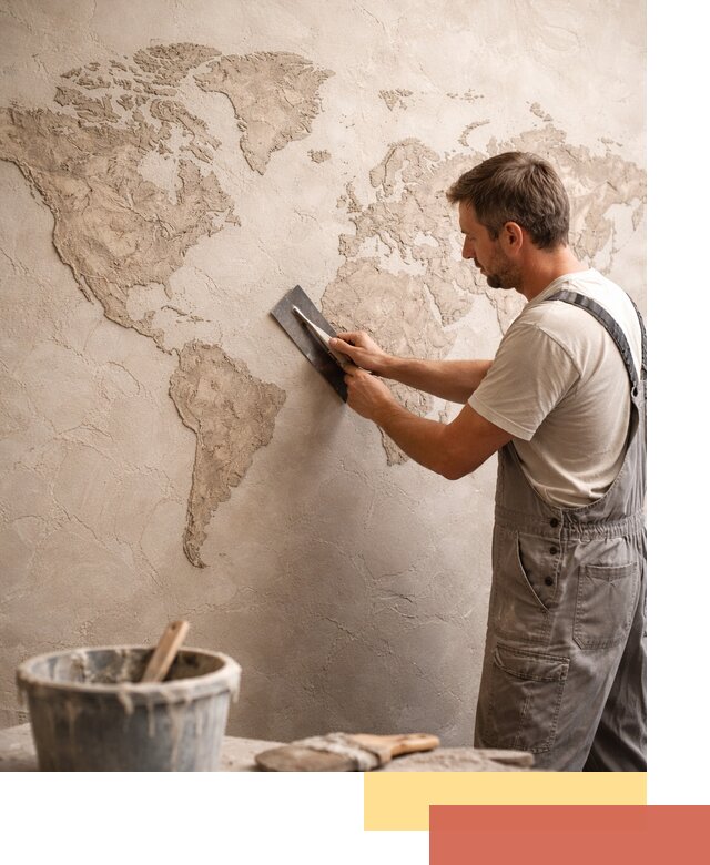 Декоративная штукатурка «Карта мира» под ключ в Шарыпово