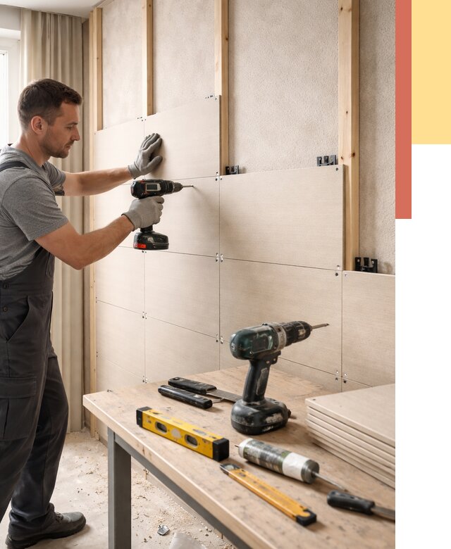 Монтаж МДФ панелей на стены в Шарыпово от 1263 руб. под ключ | ОТДЕЛОЧНИК-Шрп