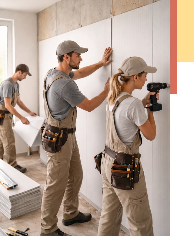 Монтаж ПВХ панелей на стены в Шарыпово от 455 руб/м2 — быстро и недорого | ОТДЕЛОЧНИК-Шрп