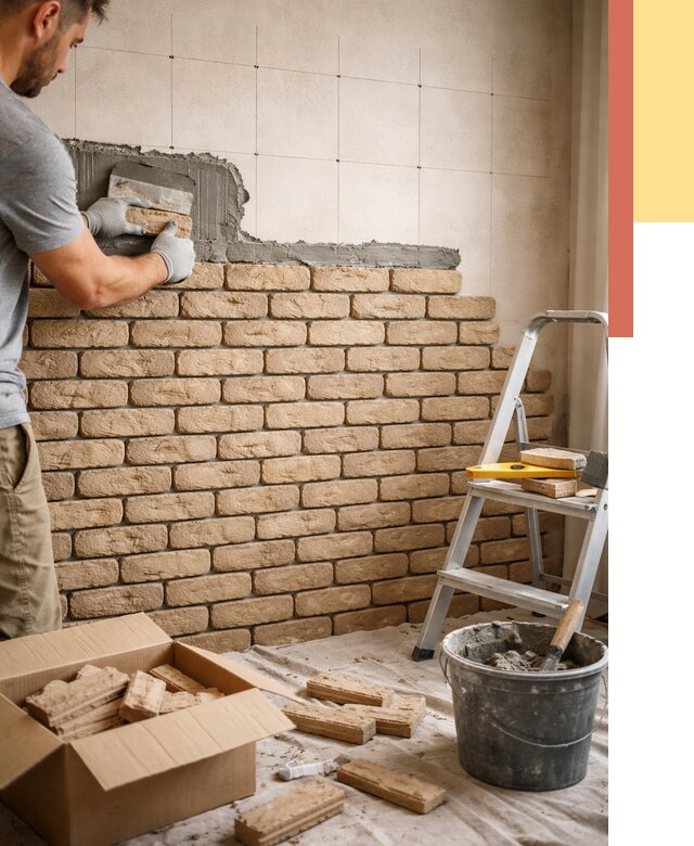 Монтаж декоративного кирпича в Шарыпово от 3234 руб./м² — быстро и недорого | ОТДЕЛОЧНИК-Шрп