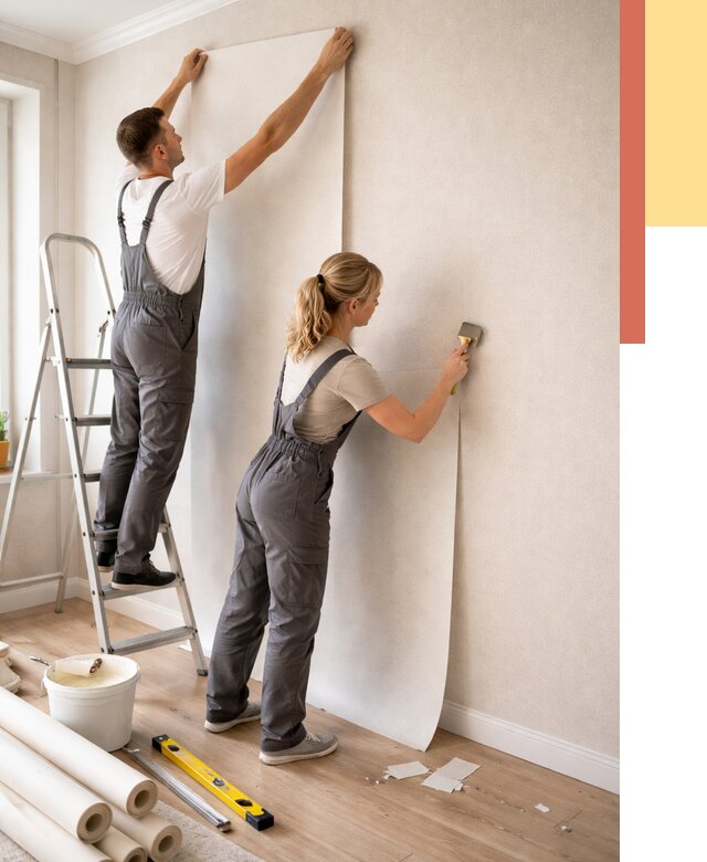 Поклейка флизелиновых обоев в Шарыпово от 6063 руб. | Быстро и недорого — ОТДЕЛОЧНИК-Шрп