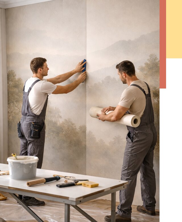 Поклейка фотообоев в Шарыпово от 8589 руб/м² — быстро и недорого | ОТДЕЛОЧНИК-Шрп