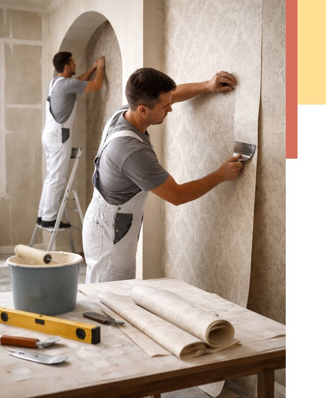 Поклейка обоев на сложные стены в Шарыпово от 2829 руб. под ключ | ОТДЕЛОЧНИК-Шрп