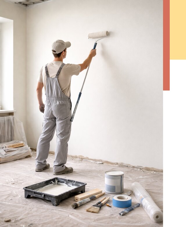 Покраска стен водоэмульсионной краской в Шарыпово от 455 руб. за м² | ОТДЕЛОЧНИК-Шрп