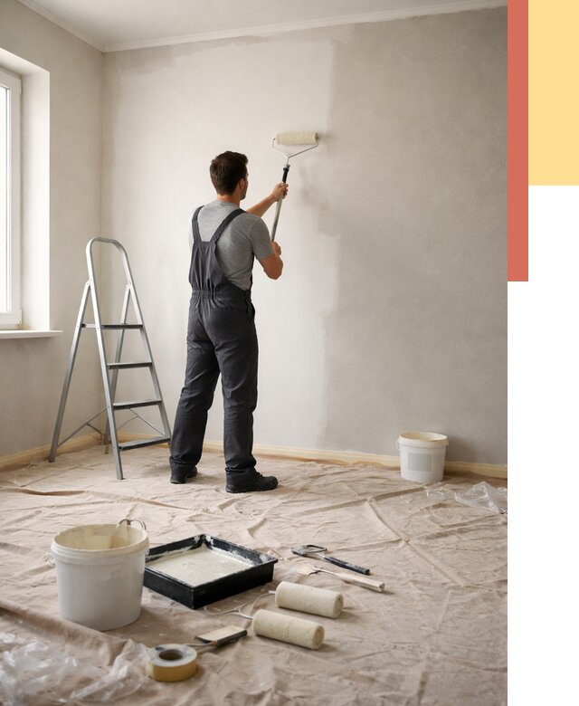 Покраска стен моющейся краской в Шарыпово от 354 руб./м² — быстро и недорого | ОТДЕЛОЧНИК-Шрп