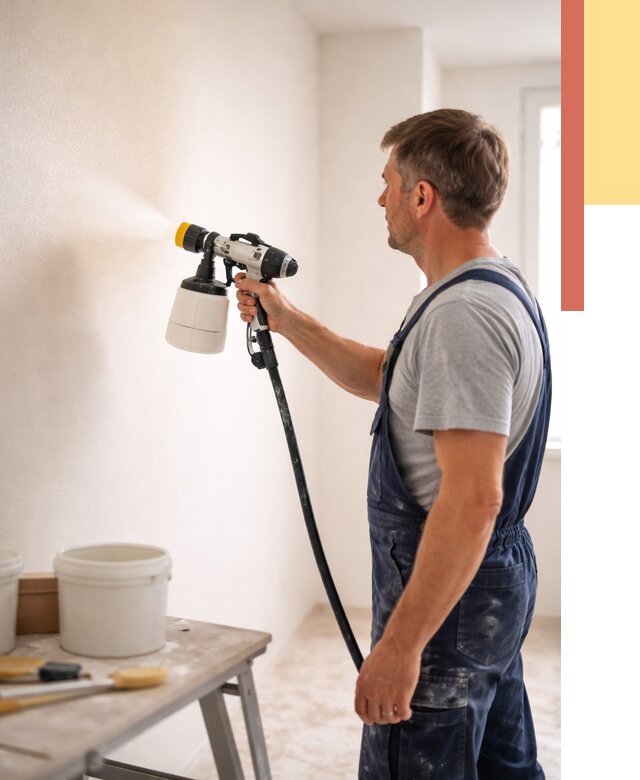 Покраска стен краскопультом в Шарыпово от 7579 руб. — механизированная покраска | ОТДЕЛОЧНИК-Шрп