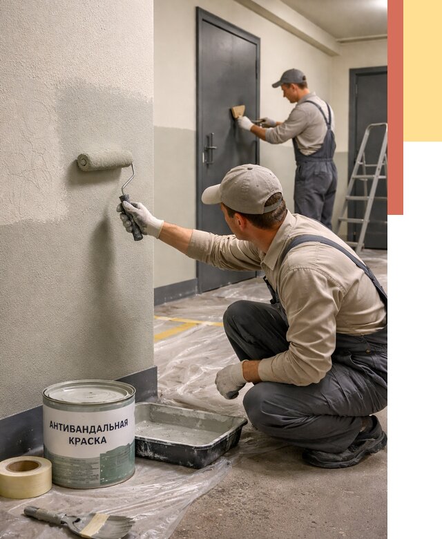 Покраска стен антивандальной краской в Шарыпово от 4547 руб./м² под ключ | ОТДЕЛОЧНИК-Шрп