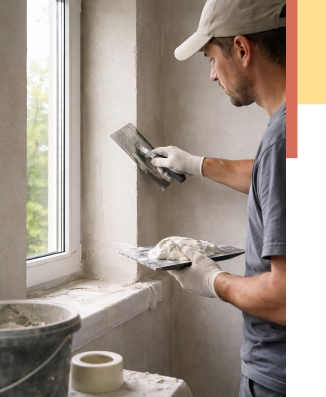 Штукатурка откосов в Шарыпово от 4547 руб/м² — услуги и выравнивание под ключ | ОТДЕЛОЧНИК-Шрп