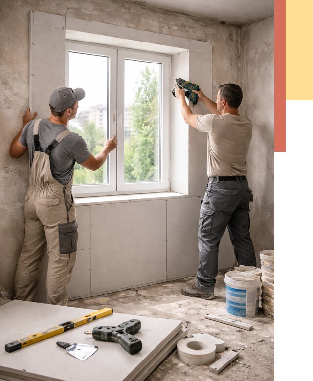 Монтаж откосов из гипсокартона в Шарыпово от 4547 руб. под ключ | ОТДЕЛОЧНИК-Шрп