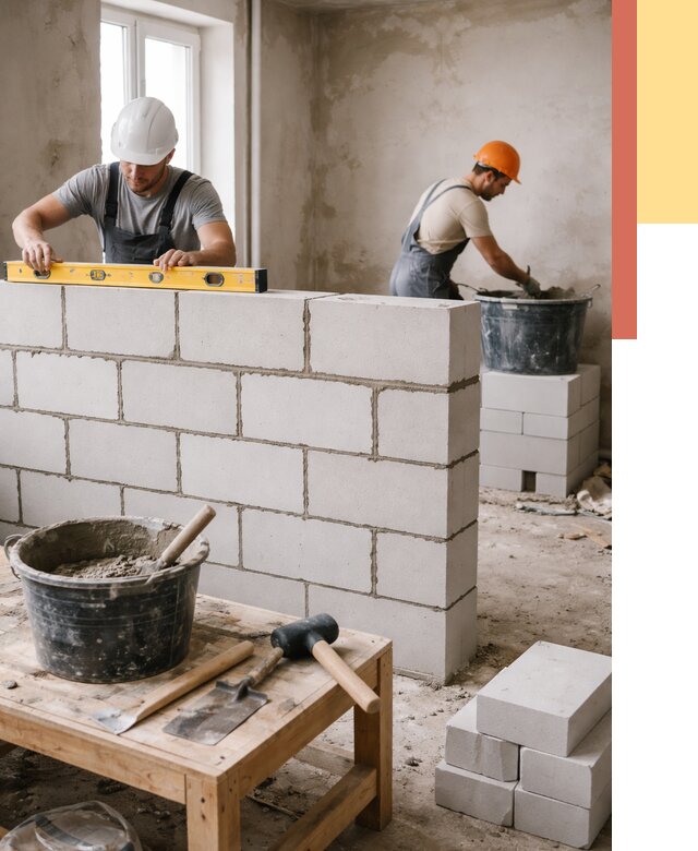 Кладка перегородок из газобетона в Шарыпово от 3234 руб. под ключ | ОТДЕЛОЧНИК-Шрп