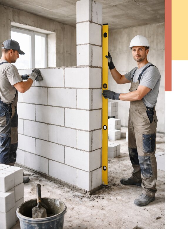 Кладка перегородок из пеноблока в Шарыпово от 1819 руб. под ключ | ОТДЕЛОЧНИК-Шрп