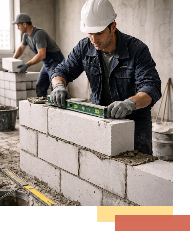 Кладка перегородок из пеноблока под ключ в Шарыпово