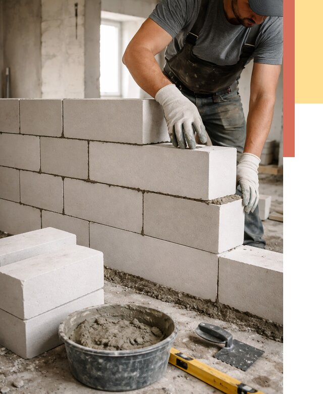 Кладка перегородок из силикатного блока в Шарыпово от 4042 руб. под ключ | ОТДЕЛОЧНИК-Шрп