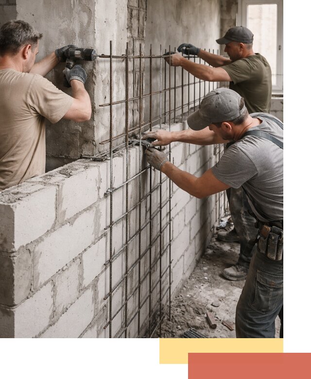 Армирование кладки перегородок в Шарыпово профессионально и надёжно