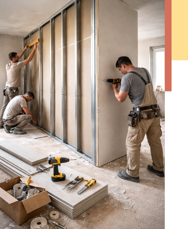 Монтаж однослойной перегородки из гипсокартона в Шарыпово от 657 руб. | ОТДЕЛОЧНИК-Шрп