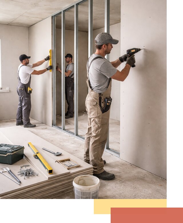 Однослойная перегородка из гипсокартона в Шарыпово под ключ, монтаж и отделка