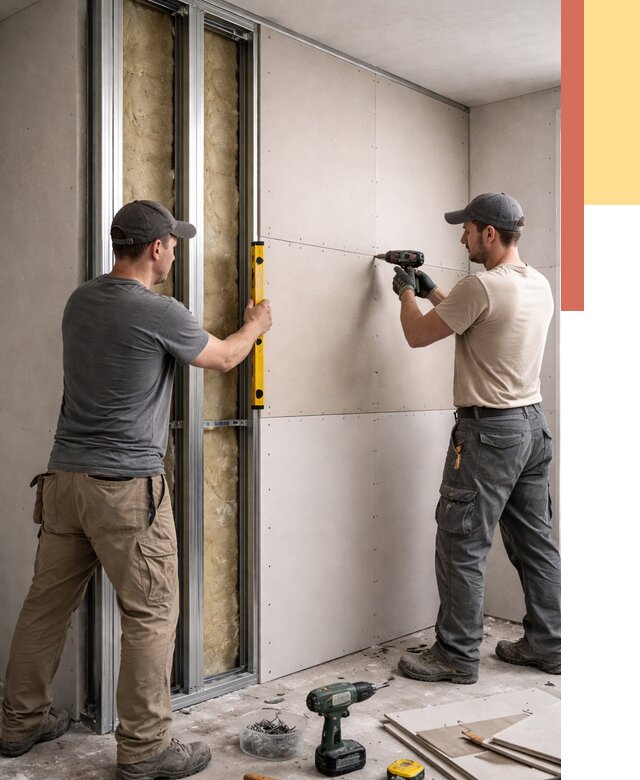 Монтаж двухслойной перегородки из гипсокартона в Шарыпово от 1465 руб. | ОТДЕЛОЧНИК-Шрп