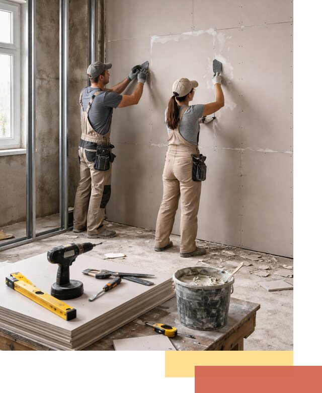 Монтаж двухслойной перегородки из гипсокартона в Шарыпово