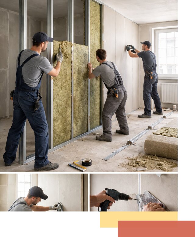 Перегородка из гипсокартона с шумоизоляцией в Шарыпово — монтаж под ключ