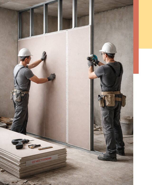 Перегородка из огнестойкого гипсокартона в Шарыпово от 1869 руб. под ключ | ОТДЕЛОЧНИК-Шрп