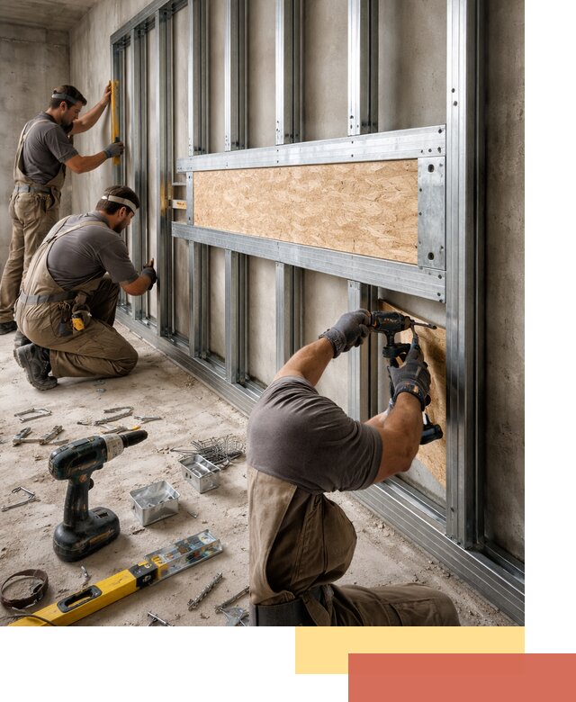 Усиленная перегородка для крепления тяжёлых конструкций в Шарыпово