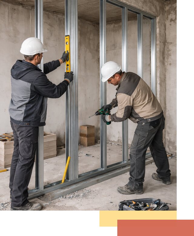 Монтаж каркаса перегородки из профиля в Шарыпово