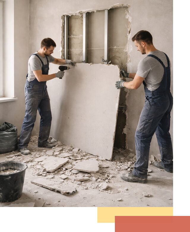 Демонтаж перегородки из гипсокартона в Шарыпово быстрый и аккуратный