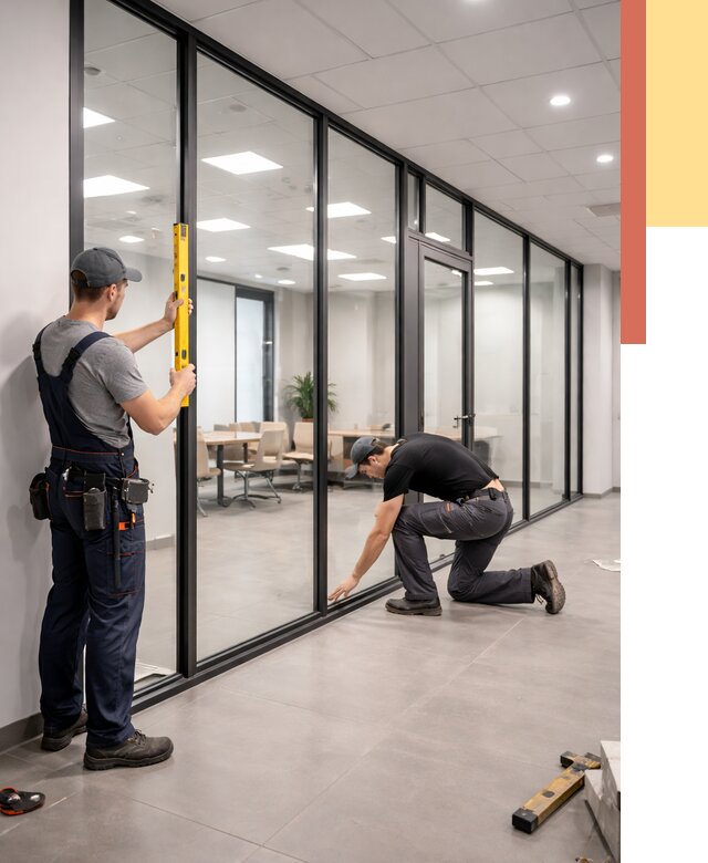 Каркасные стеклянные перегородки в Шарыпово под ключ от 9297 руб. | ОТДЕЛОЧНИК-Шрп