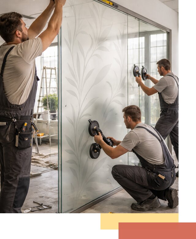 Стеклянные перегородки с рисунком на заказ в Шарыпово