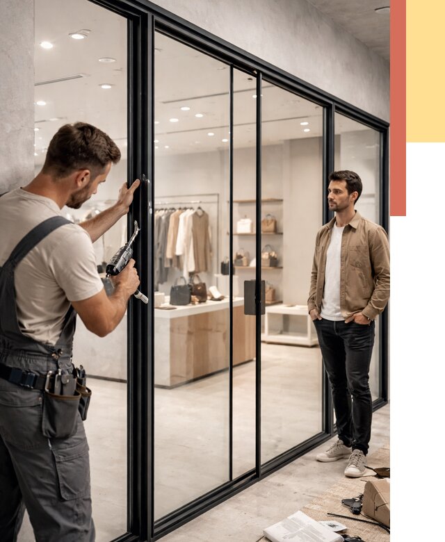 Стеклянные перегородки для магазинов в Шарыпово от 8286 руб. под ключ | ОТДЕЛОЧНИК-Шрп