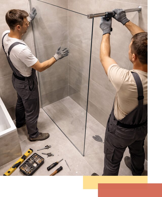 Стеклянные перегородки для душа в Шарыпово — изготовление и монтаж