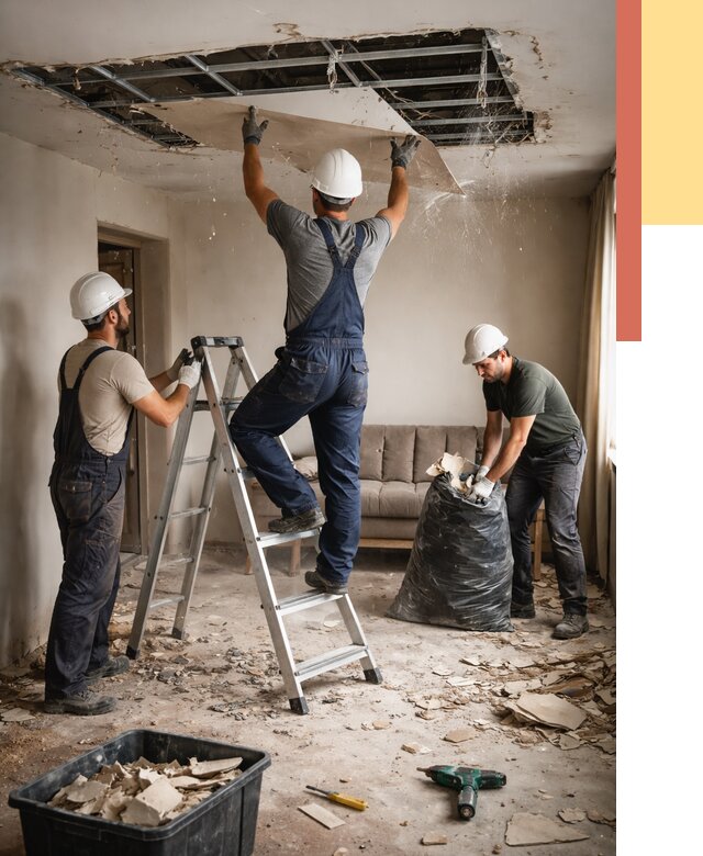 Демонтаж гипсокартонного потолка в Шарыпово от 424 руб. за м2 — ОТДЕЛОЧНИК-Шрп