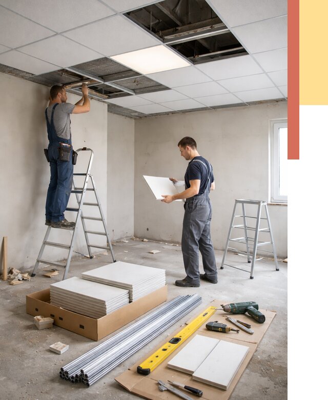 Монтаж потолка армстронг в Шарыпово от 4547 руб/м2 — быстрая установка под ключ | ОТДЕЛОЧНИК-Шрп