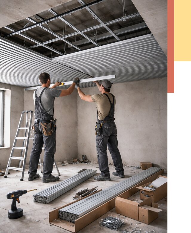 Монтаж реечного потолка в Шарыпово от 4547 руб. под ключ | ОТДЕЛОЧНИК-Шрп