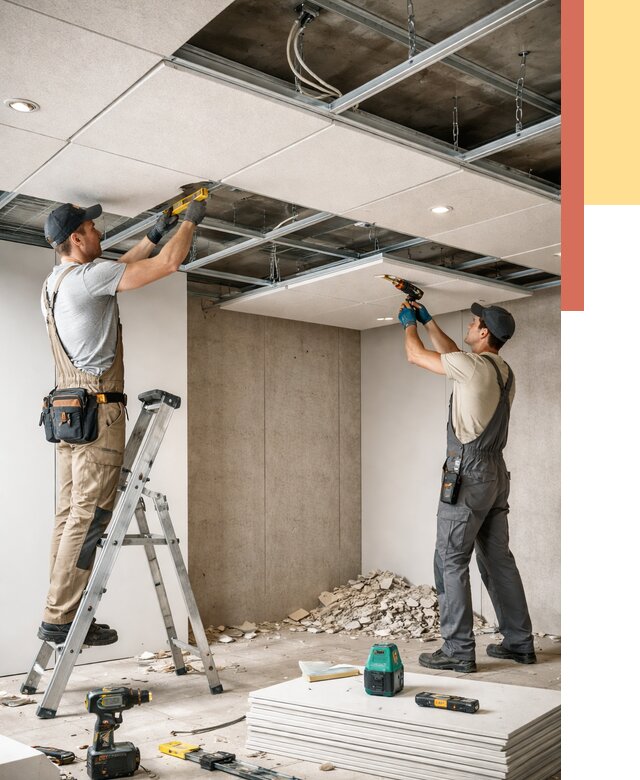 Монтаж акустического потолка в Шарыпово от 6568 руб/м2 — быстро и недорого | ОТДЕЛОЧНИК-Шрп