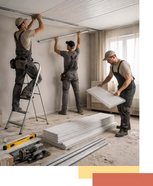 Монтаж потолка из ПВХ панелей в Шарыпово оперативно и качественно