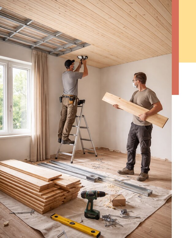 Монтаж потолка из вагонки в Шарыпово от 6568 руб. | Быстро и недорого — ОТДЕЛОЧНИК-Шрп