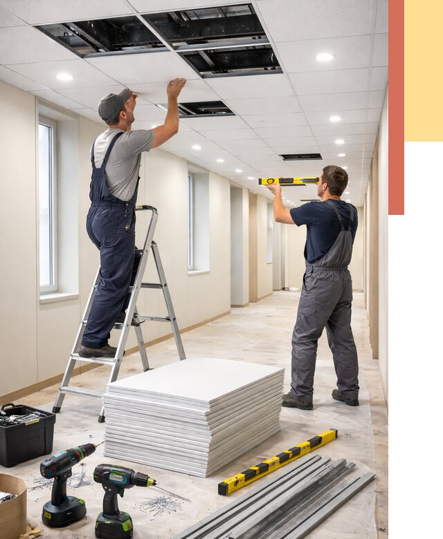 Ремонт потолка Армстронг в Шарыпово от 4547 руб. — быстро и недорого | ОТДЕЛОЧНИК-Шрп