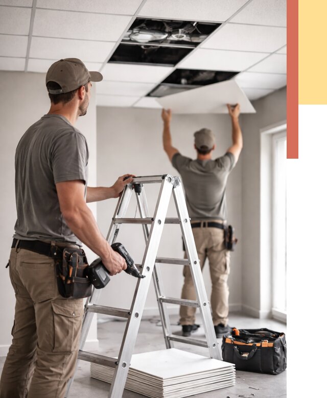 Обслуживание подвесного потолка в Шарыпово от 3537 руб. — быстро и недорого | ОТДЕЛОЧНИК-Шрп