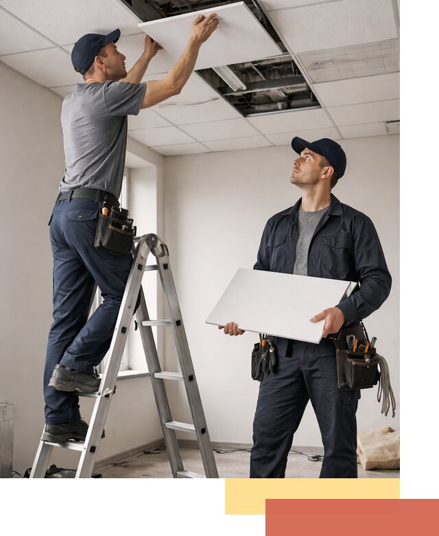 Обслуживание подвесного потолка в Шарыпово — ремонт и чистка