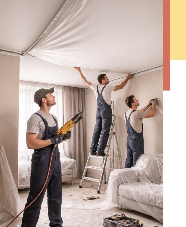 Установка натяжного потолка в Шарыпово от 4547 руб. | Быстро и недорого — ОТДЕЛОЧНИК-Шрп